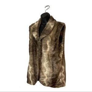 Vintage Bedford Cottage Brown Faux Fur Vest